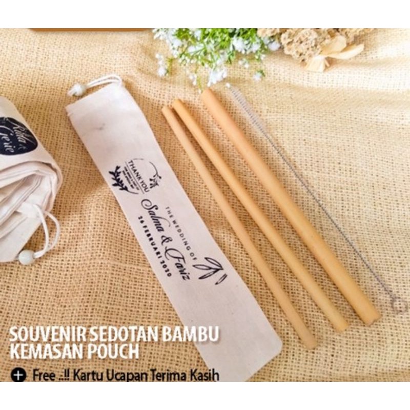 Souvenir set sedotan Bambu ramah lingkungan