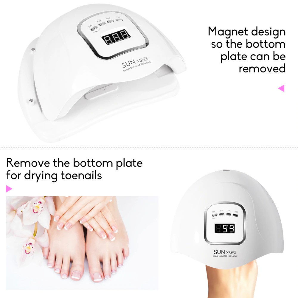 Bisa COD Alat Kecantikan Pengering Kutek Kuku UV LED Nail Dryer 120W - Dmoley SUN X5 Max White