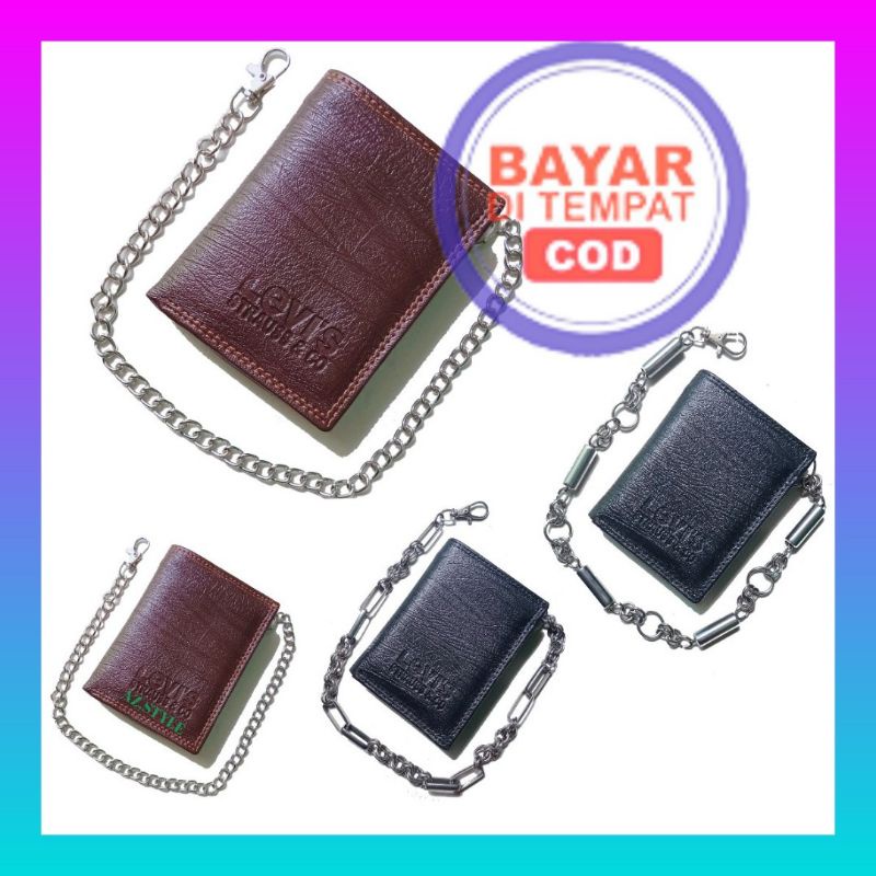 Dompet pria rantai terbaru - dompet motip serat kayu 303