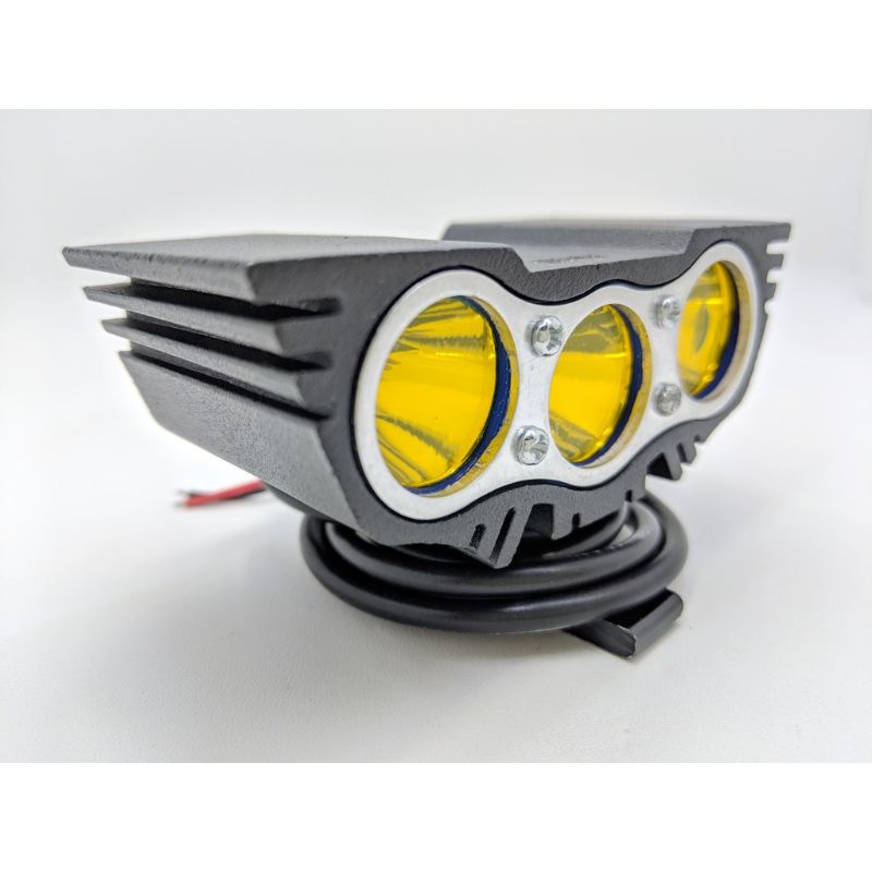 lampu tembak led cree owl ultrafire 3 mata 30w body hitam sinar kuning