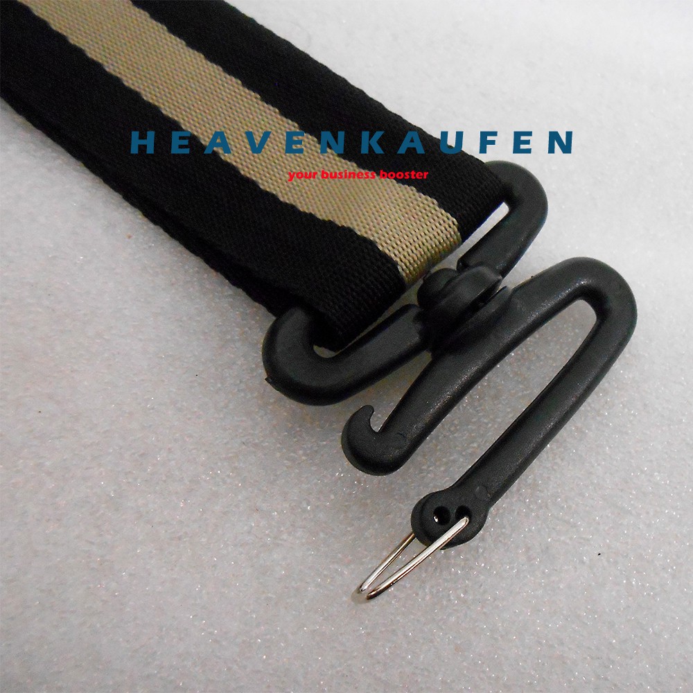 Strap Tas Pria / Tali Selempang Tas Pria Warna Hitam - Cream Lebar 3,8 cm Kait Bentuk Huruf S