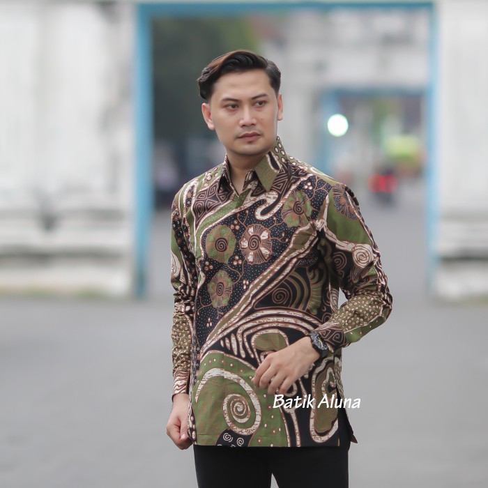 Batik pria lengan panjang Kemeja Atasan Baju batik pria laki laki lengan panjang premium cowok solo