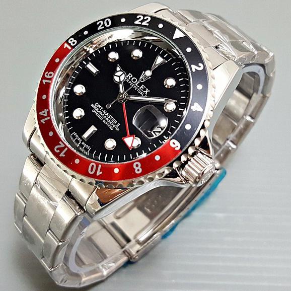 Jam Tangan Pria Rolex Gmt Master Ii Otomatis Rolex Automatic Skeleton - Hitam Merah Terlaris