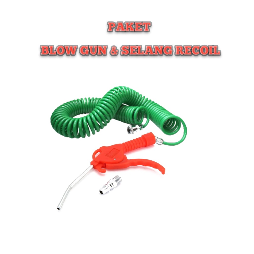 Paket 2 item Semprotan angin Kompresor Semprotan debu Selang Recoil Hose + Air Blow gun kompresor udara