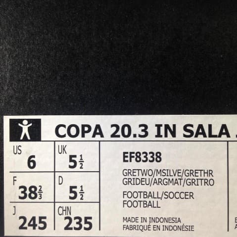 Sepatu Futsal Anak Adidas Copa 20.3 IN Sala JR Grey Two EF8338 Ori TERMURAH !!!