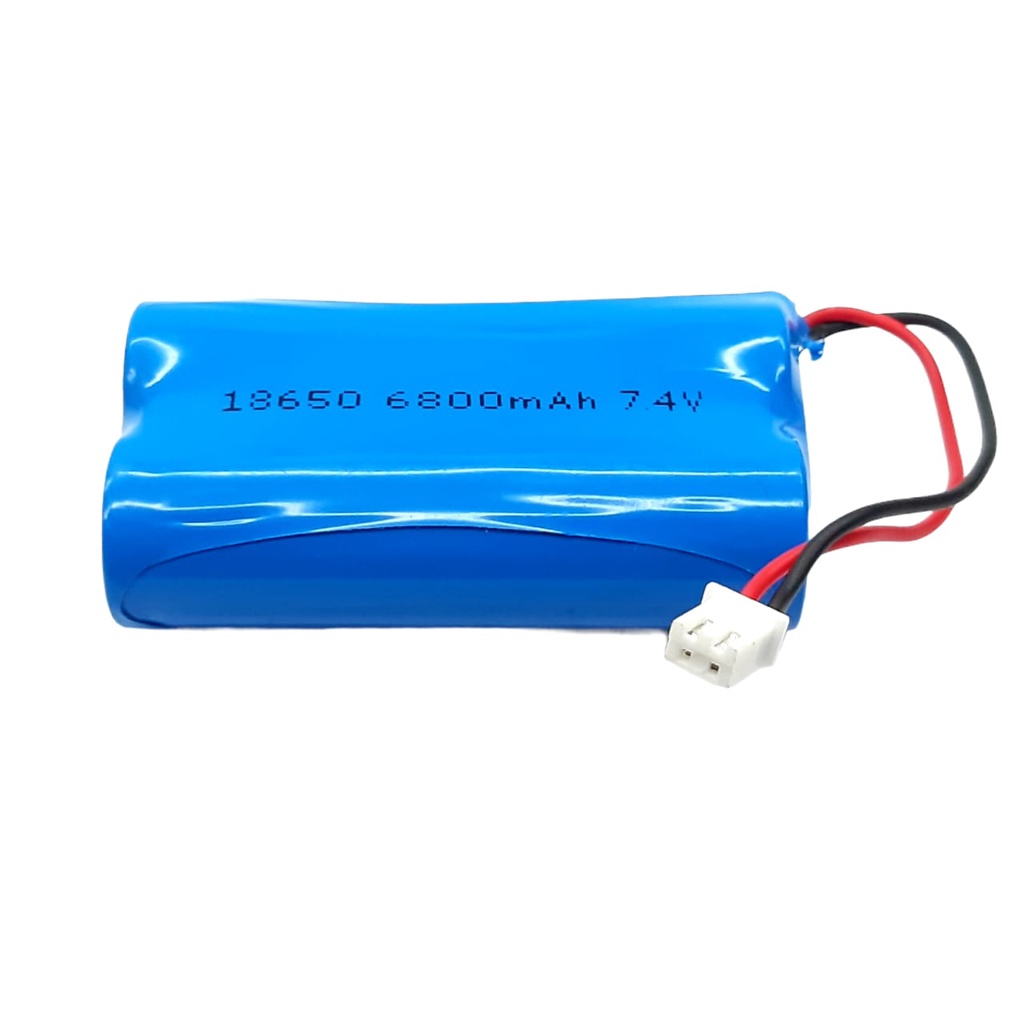 Baterai Mobil RC 2x Lithium 18650 7.4V - 6800mAh Bisa Untuk DVD Portable, Speaker BT Soket Putih