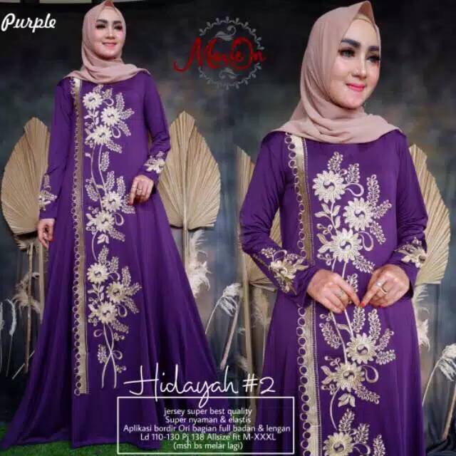 ( TERBARU ) ABAYA HIDAYAH #2 / GAMIS JERSEY BORDIR / LD  110 - 130 ( BAHAN MELAR ) / GAMIS JUMBO