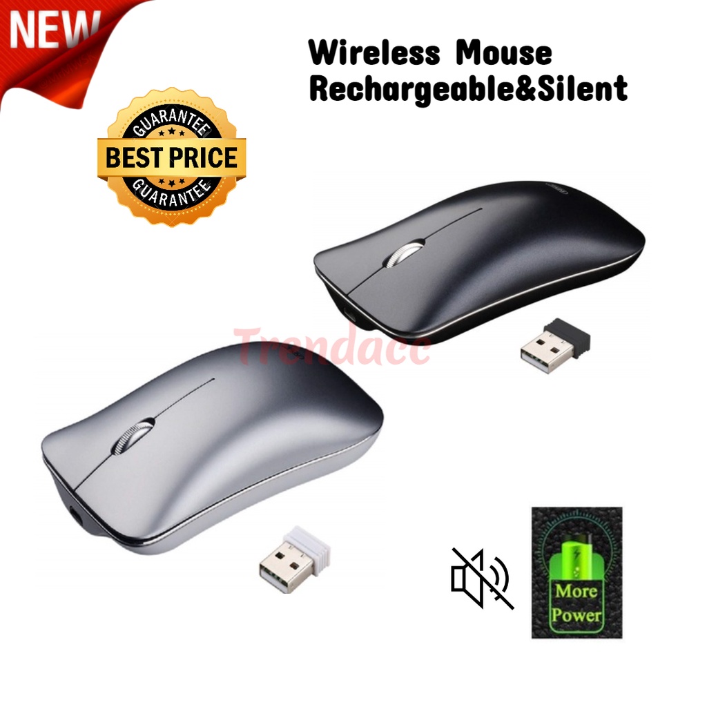 Trend-New Mouse Wireless Rechargeable &amp; Silent Click USB POWER SAVING