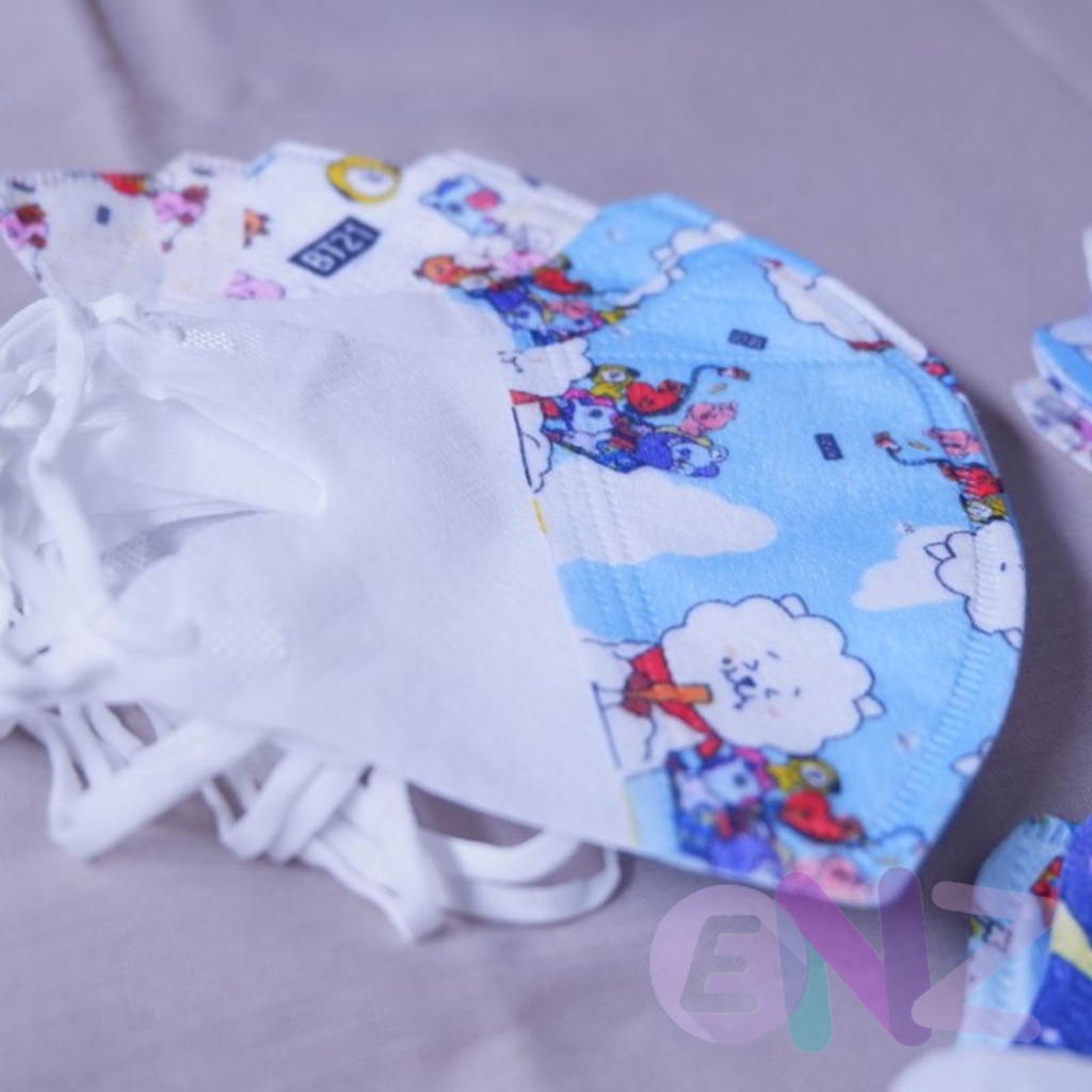 ENZ ® Masker Duckbill Anak BTS mix / Duckbil Anak Motif Karakter BT21 isi 50 1026