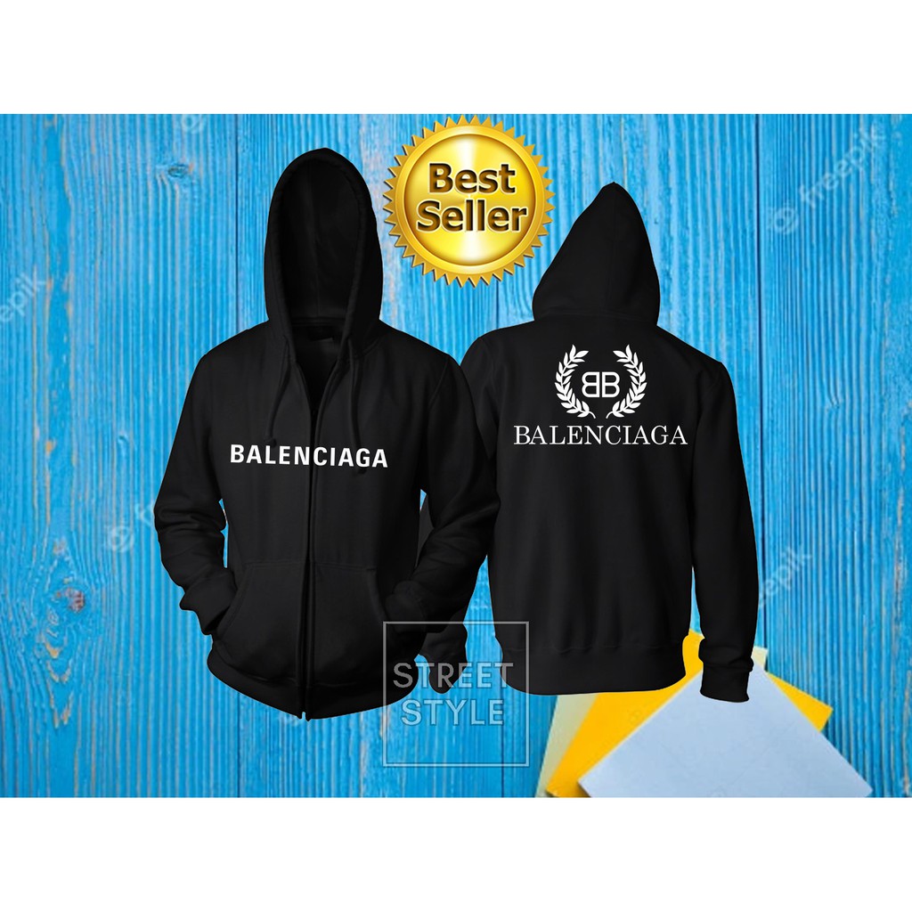 Jaket Sweater Hoodie Zipper BALENCIAGA Keren Pria & Wanita