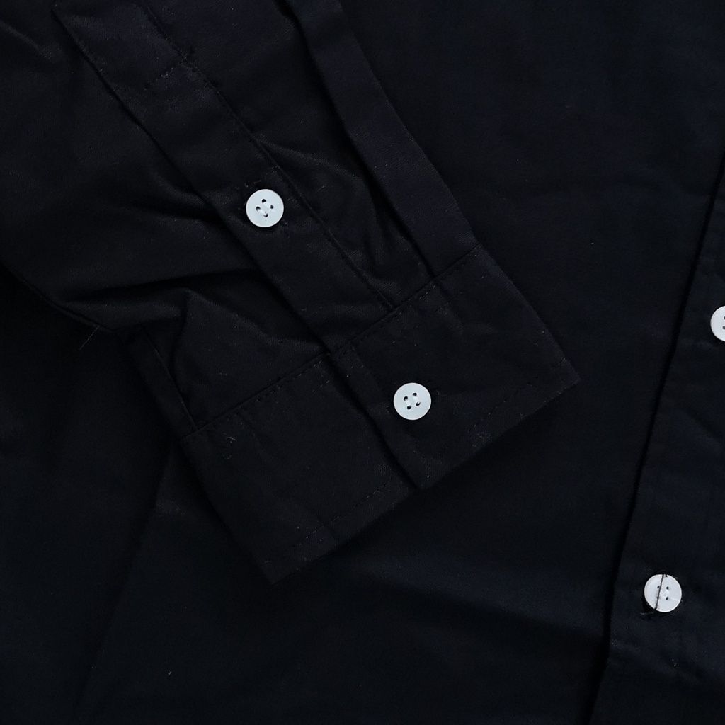 KEMEJA PRIA LENGAN PANJANG POLOS WARNA HITAM BAHAN OXFORD UKURAN S-XL ORGINAL