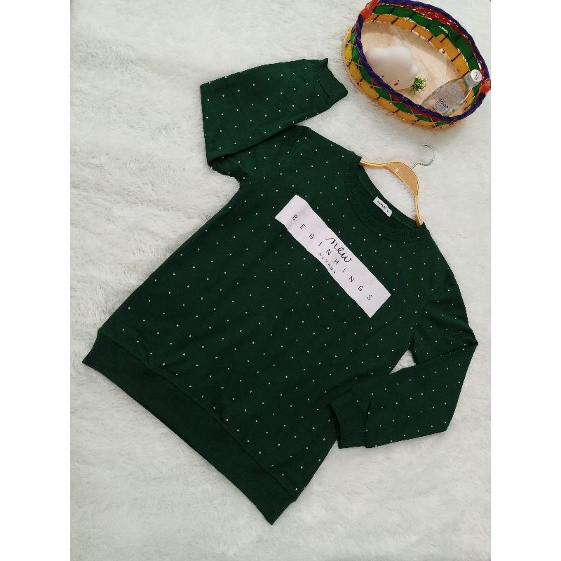 Sweater Cewe NEVADA Polkadot // Sweater Wanita Murah-Hijau Botol Polka