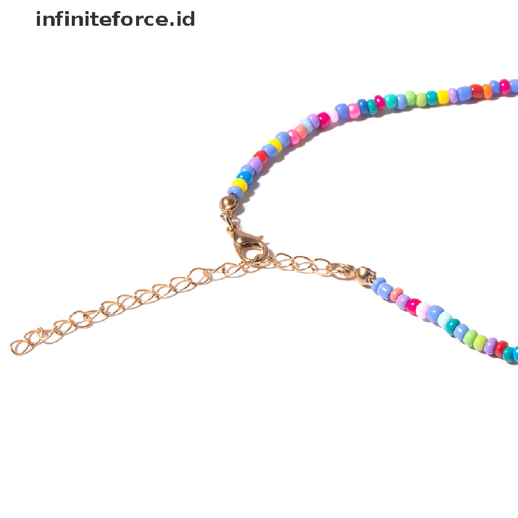 Kalung Choker Manik-Manik Warna-Warni Gaya Bohemia