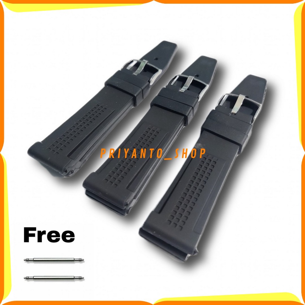 STRAP TALI JAM TANGAN KARET RUBBER PREMIUM 22MM HITAM BONUS PEN