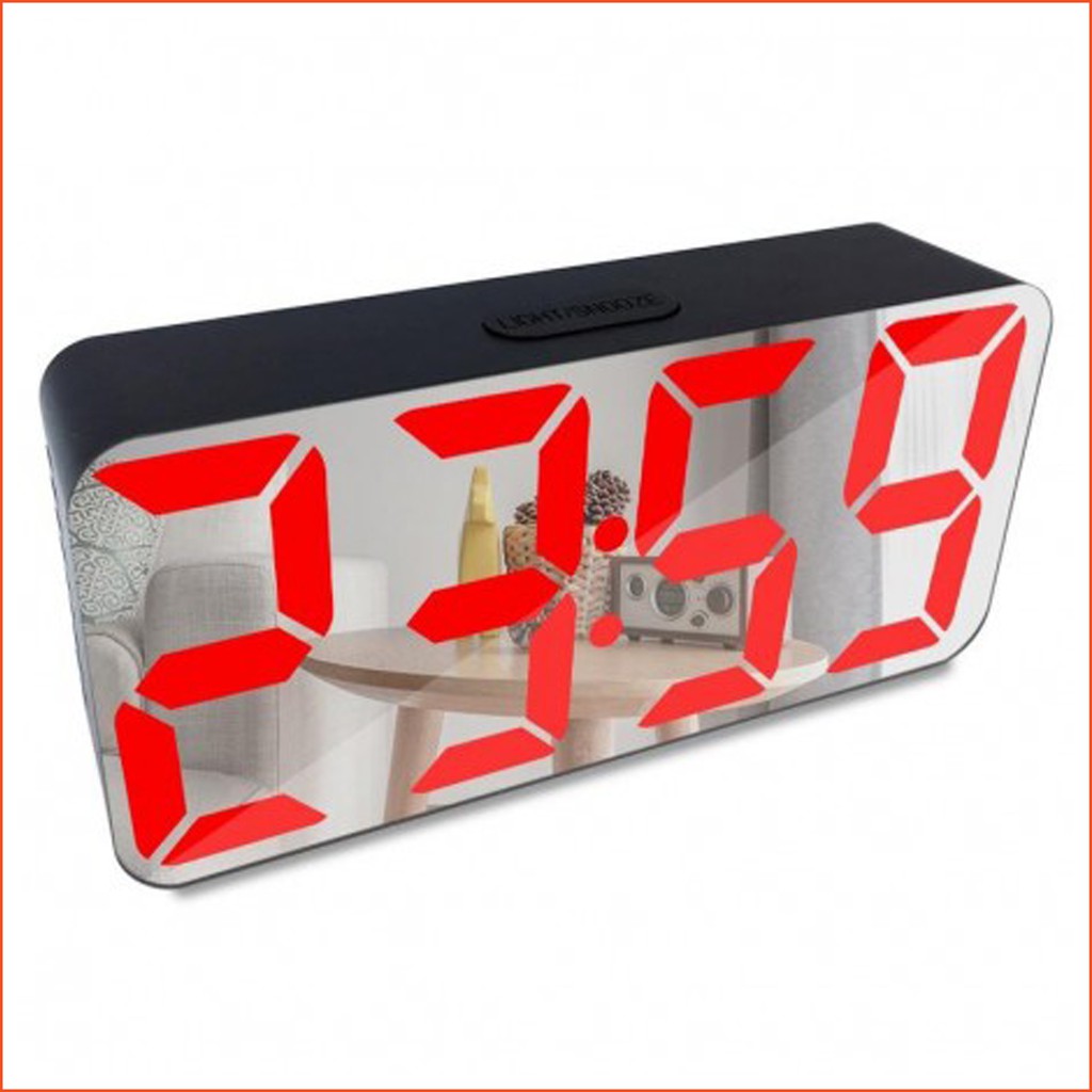 Jam Meja Digital Alarm Clock Mirror DS-3622 Led Weker Red