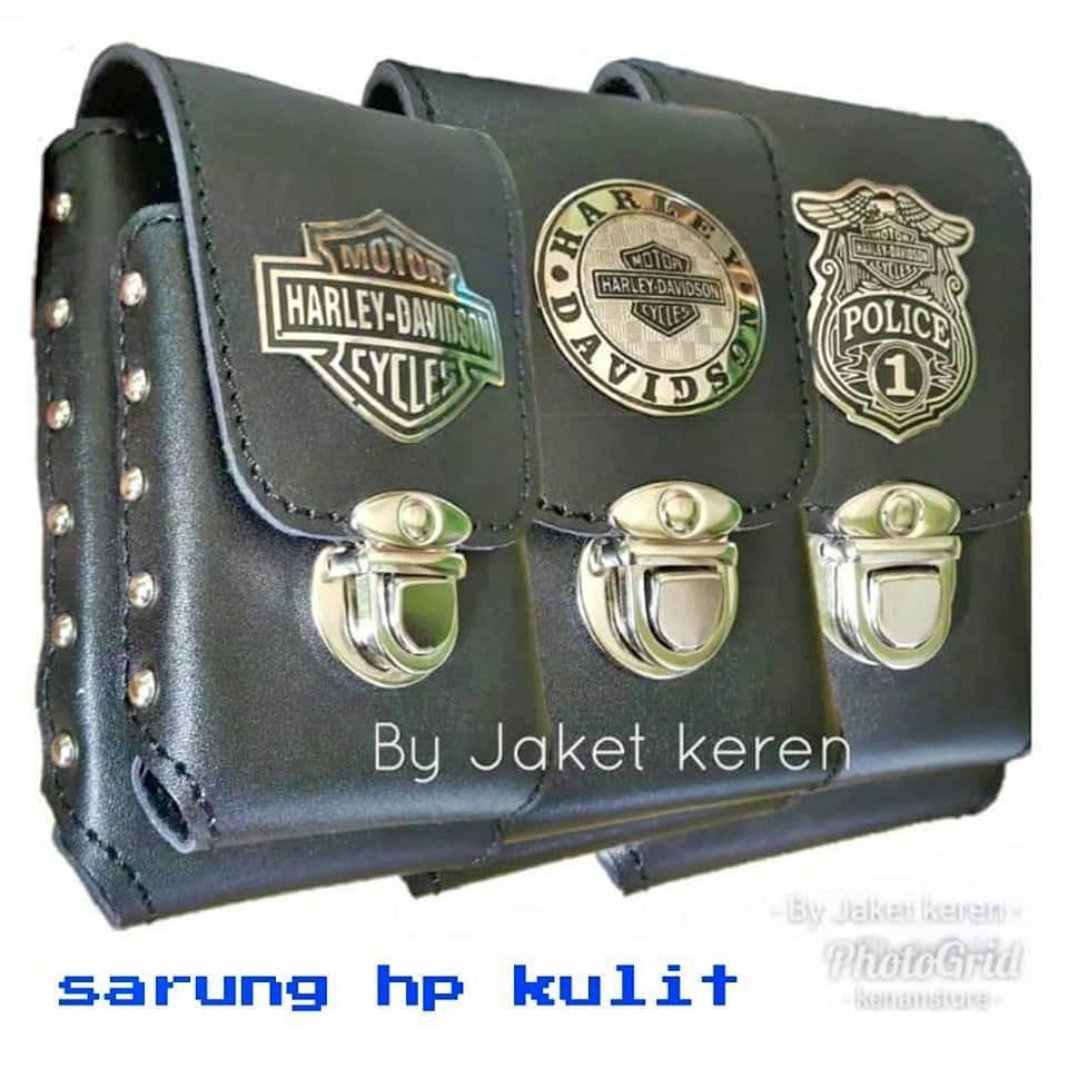 Dompet hp / SARUNG HP Pinggang Kulit Android 4.5 & 6  2 bahan Kulit Asli MADE in Garut