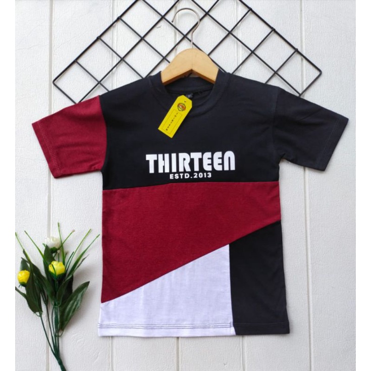 kaos distro anak kaos kombinasi warna model terbaru Thirteen original