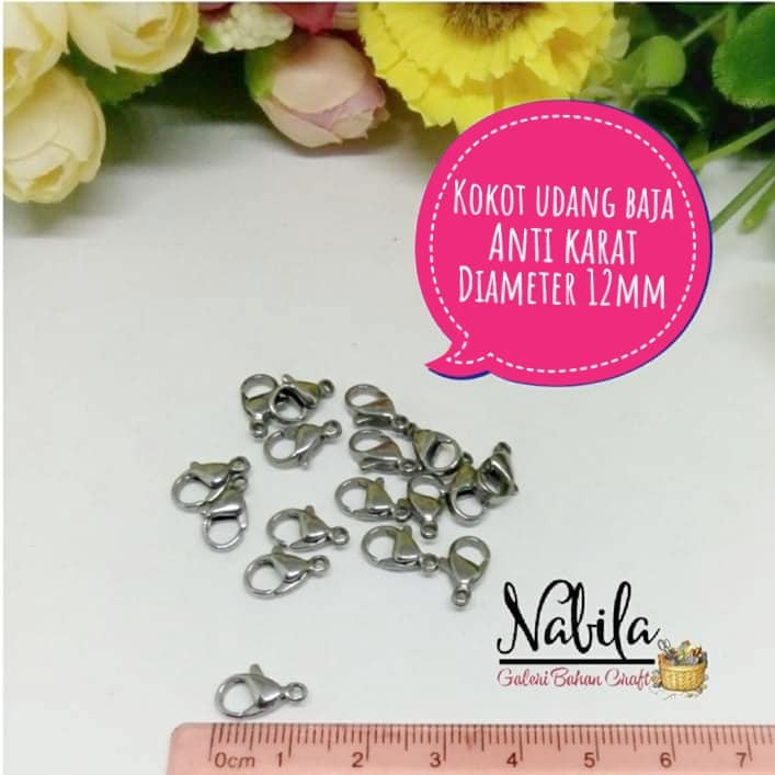 (12pcs) Kokot udang baja anti karat anti luntur bahan gelang kalung