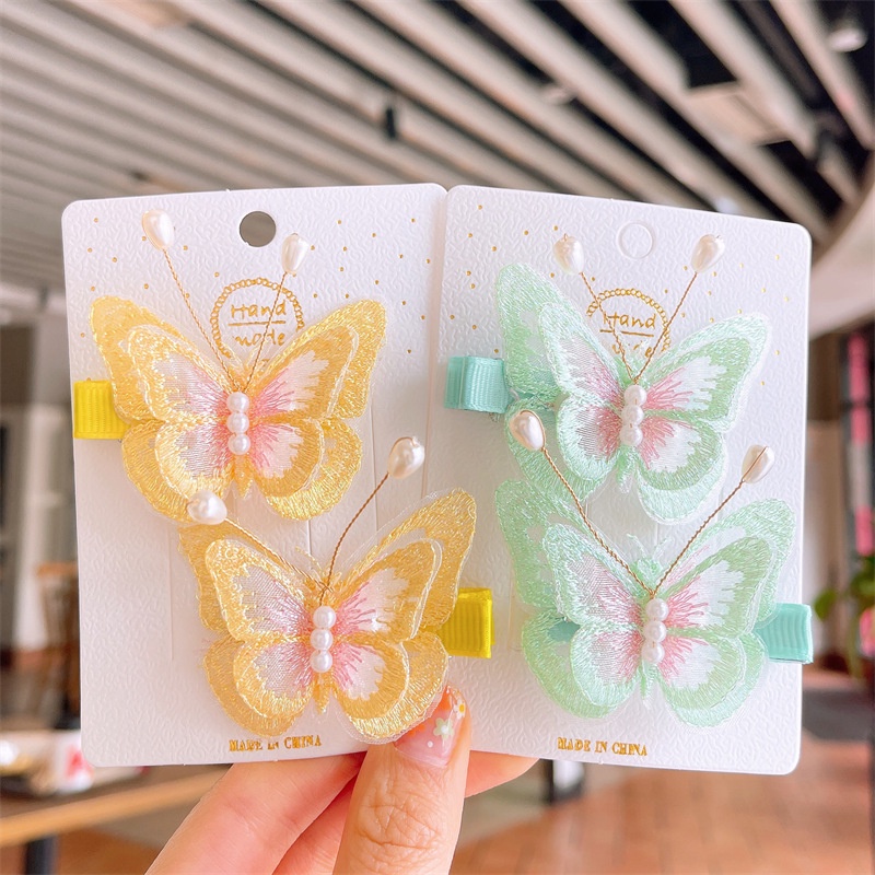 Jepit Rambut Kupu Kupu Butterfly Mutiara 2pcs Hair Pin Aksesoris Korean Style