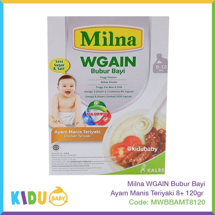 Milna WGAIN Bubur Bayi 120gr Makanan MPASI si Kecil Makanan Bayi Bubur Anak  Kidu Baby