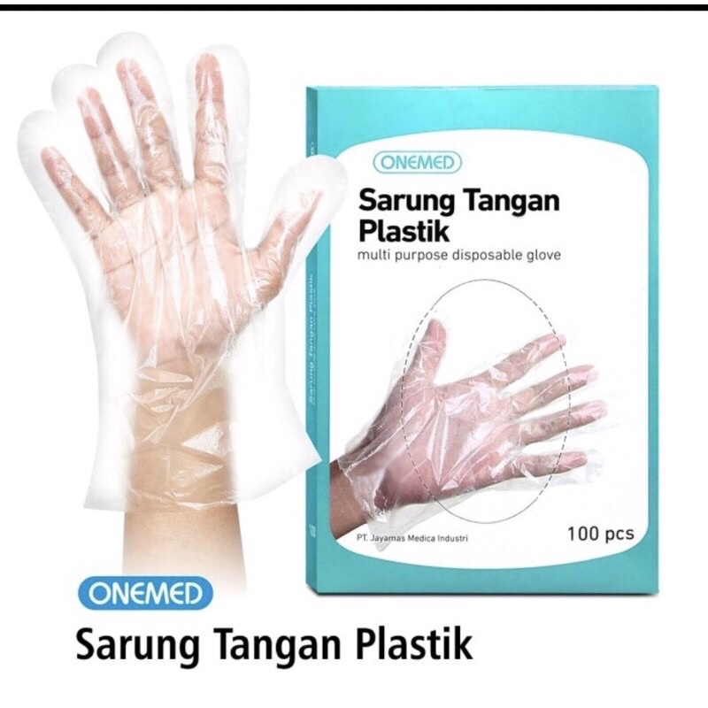 Sarung Tangan Plastik Onemed Box Isi 100 Pcs/ Sarung Tangan Plastik Onemed Box Isi 100 Pcs