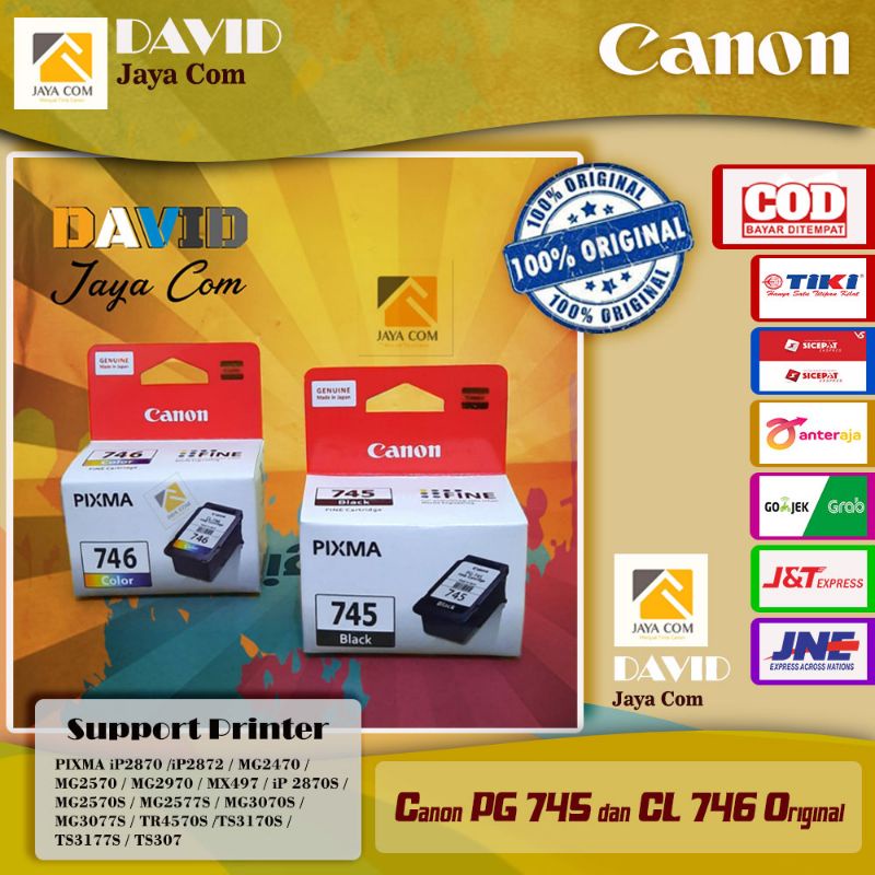 1 Set Canon PG 745 dan CL 746 Original for ip2870, ts307, mg2570, mx497, ip2870s, mg2570s, tr4570s