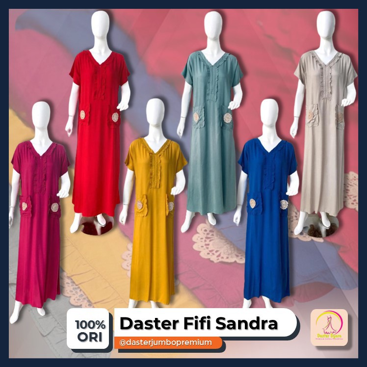 Daster Arab Jumbo Busui Katun Premium Fifi Sandra Daster Panjang Lengan Pendek Polos Saku Depan