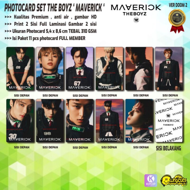 PHOTOCARD SET PC PREMIUM THE BOYZ // MAVERICK PRINT 2 SISI FULL LAMINASI