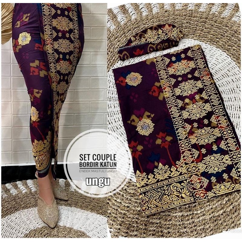 Kamen Set Couple Bordir Katun Endek Mastuli