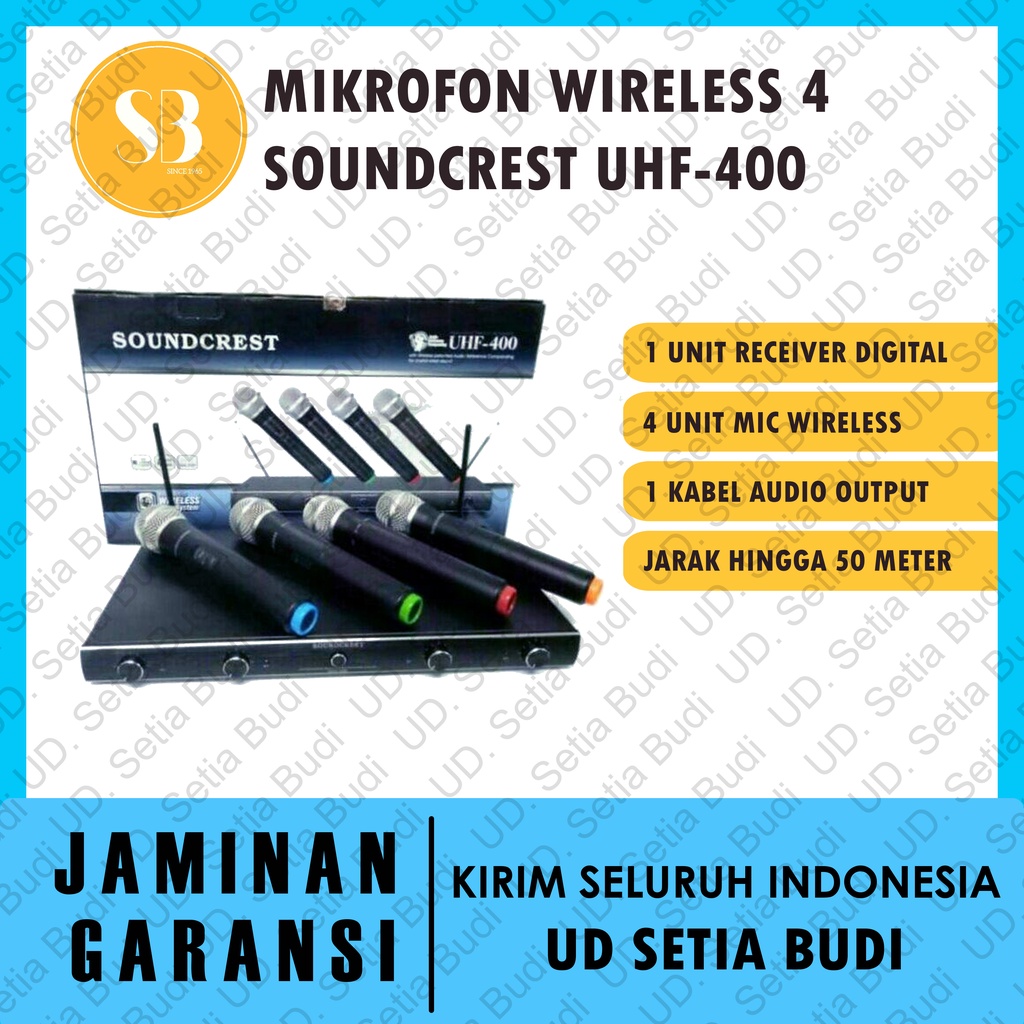 Mic Wireless 4 Pegang Soundcrest UHF-400