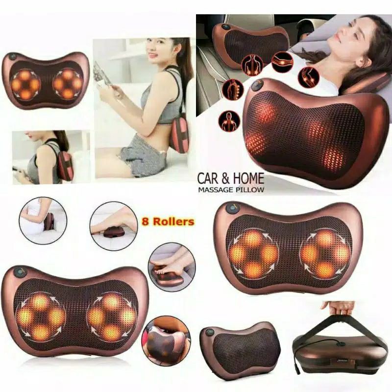 BANTAL PIJAT SHIATSU MOBIL CAR HEAT NECK MASSAGE PILLOW INFRARED 02-01