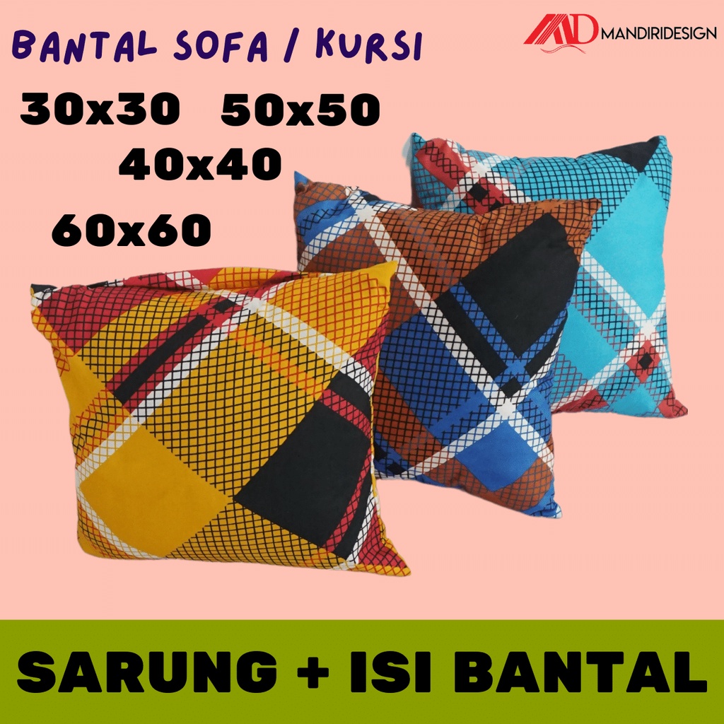 Set Sarung + Isi Bantal Kursi dan Sofa 30x30 40x40 50x50 60x60 Motif Batik Minimalis Modern