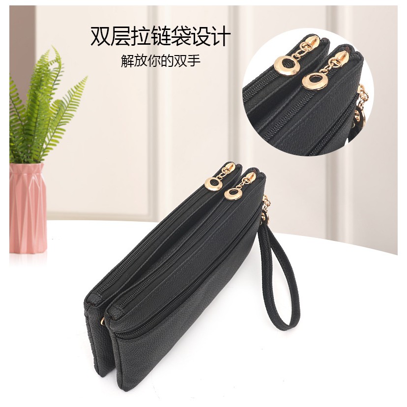 TAS SELEMPANG PESTA 2 SLETING WANITA VALLEY TA092B5 HITAM KULIT FASHION ABG KOREA MURAH IMPORT BATAM