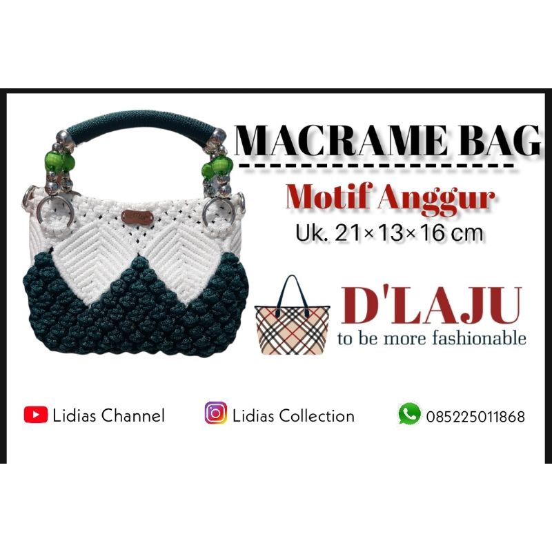 Tas tali kur motif anggur / macrame bag