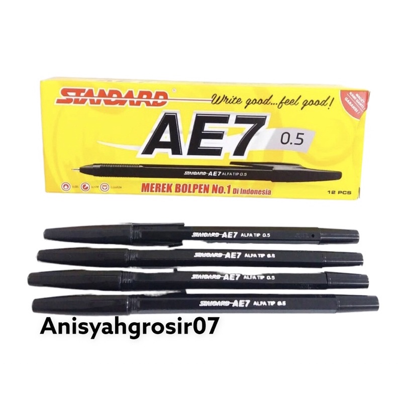

(1 Pack) Bolpen Standard Fine AE-7/ Bolpoin standard hitam Fine AE-7