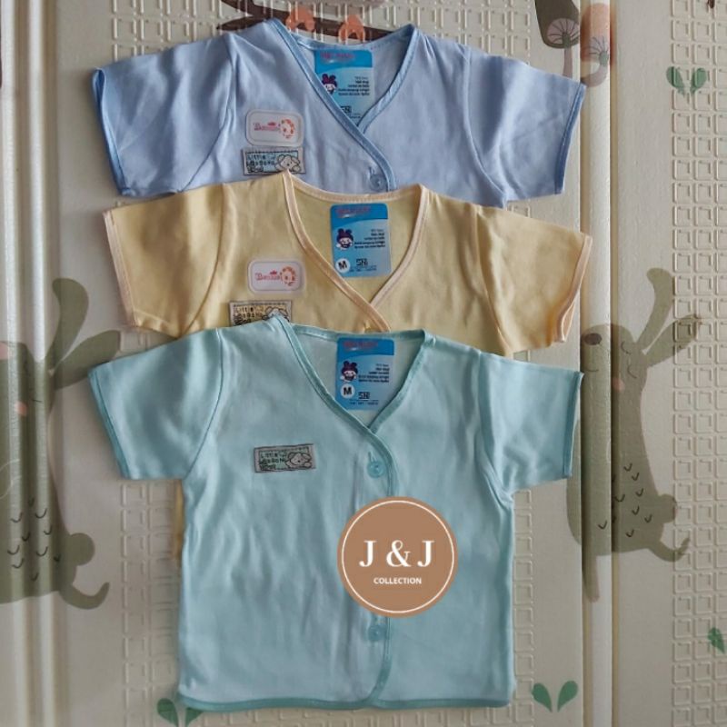 3 pcs Baju Bayi tangan Pendek Polos merk Baby Mocha