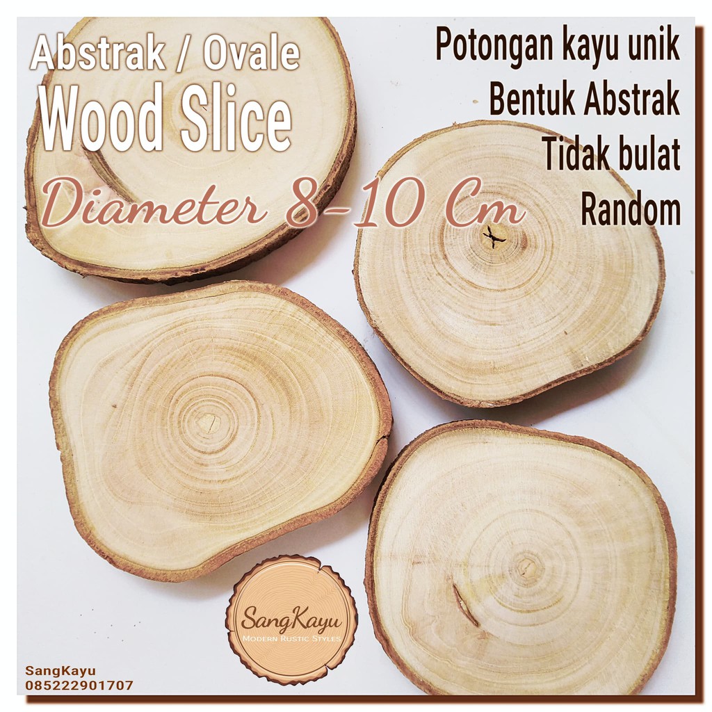 Abstract Wood Slice 8-10cm Potongan kayu unik abstrak tatakan coaster