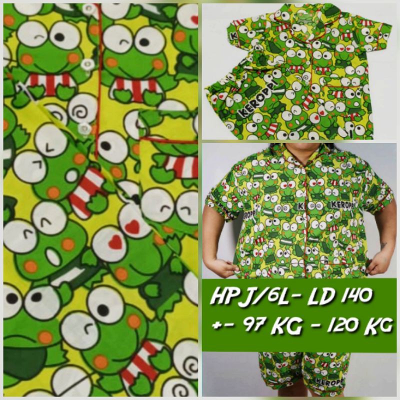 baju tidur keroppi couple mom dan kids setelan katun jepang