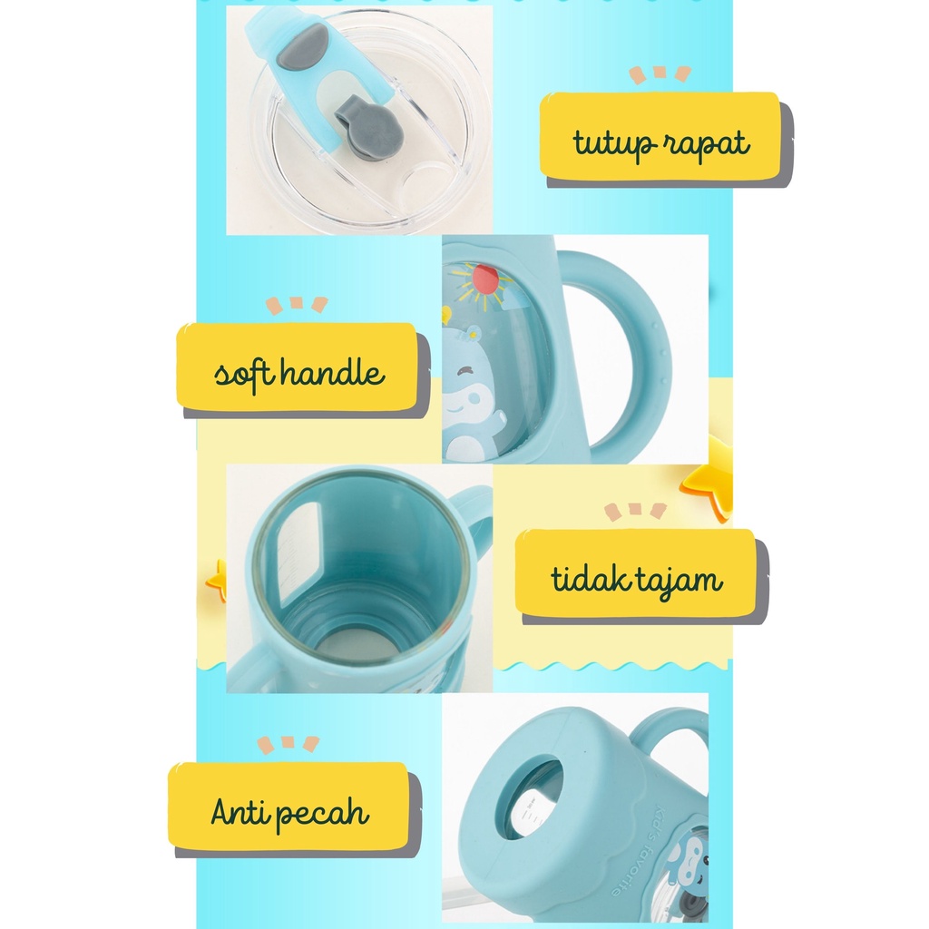 𝐆𝐨𝐨𝐝𝐬𝐂𝐨 Gelas Susu Anak Gelas Minum Anak Anti Tumpah Anti Pecah Cover Silicon Sedotan