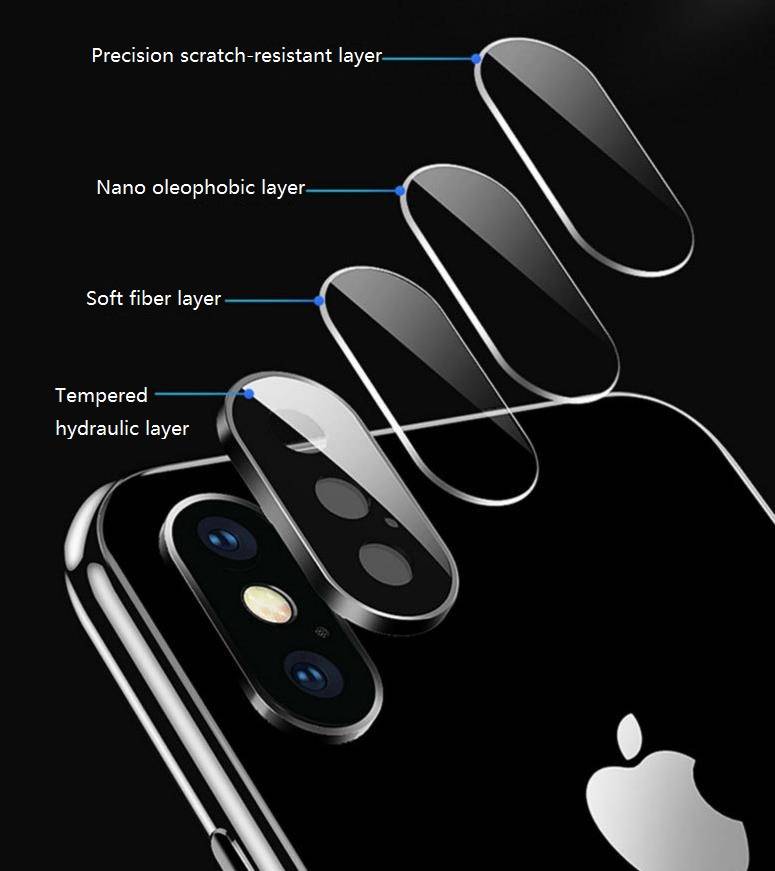 Tempered Glass Pelindung Lensa Kamera Bahan Metal Untuk Iphone X Xs Xs Max