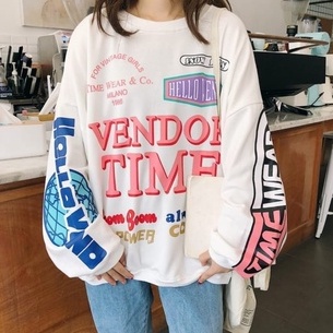 (V1) VENDOR TIME FULL PRINT SWEATER CREWNECK BAHAN FLEECE