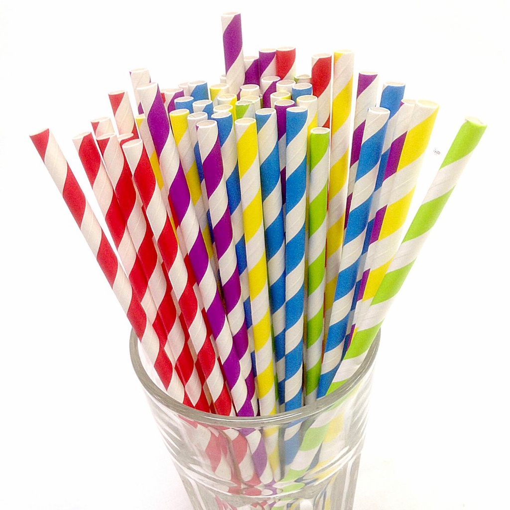 25 Pcs Sedotan Kertas Warna/i Motif Astor dan Full Color ~ Paper Straw ~ Party Straw