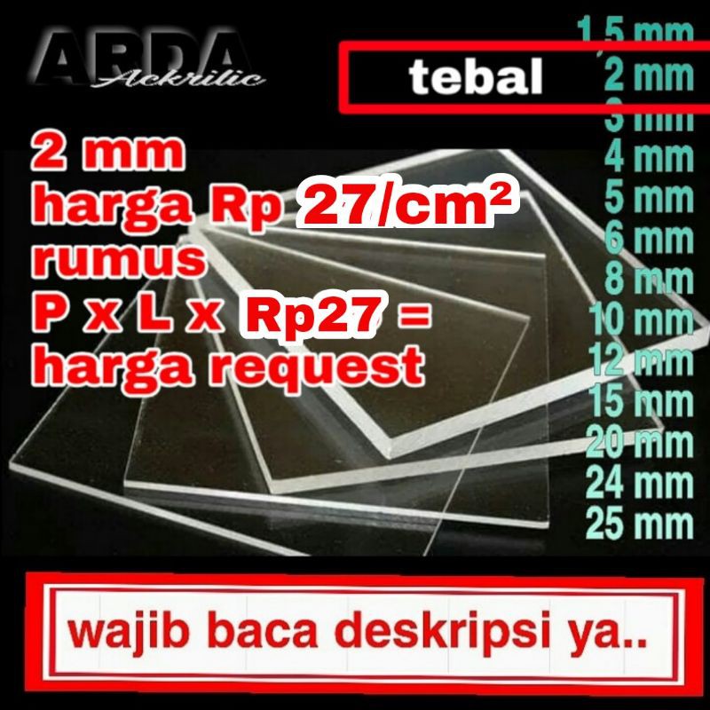 Jual Acrylic Bening 2mm Rp 27/Akrilik Lembaran/AKRILIK MURAH/Acrylic