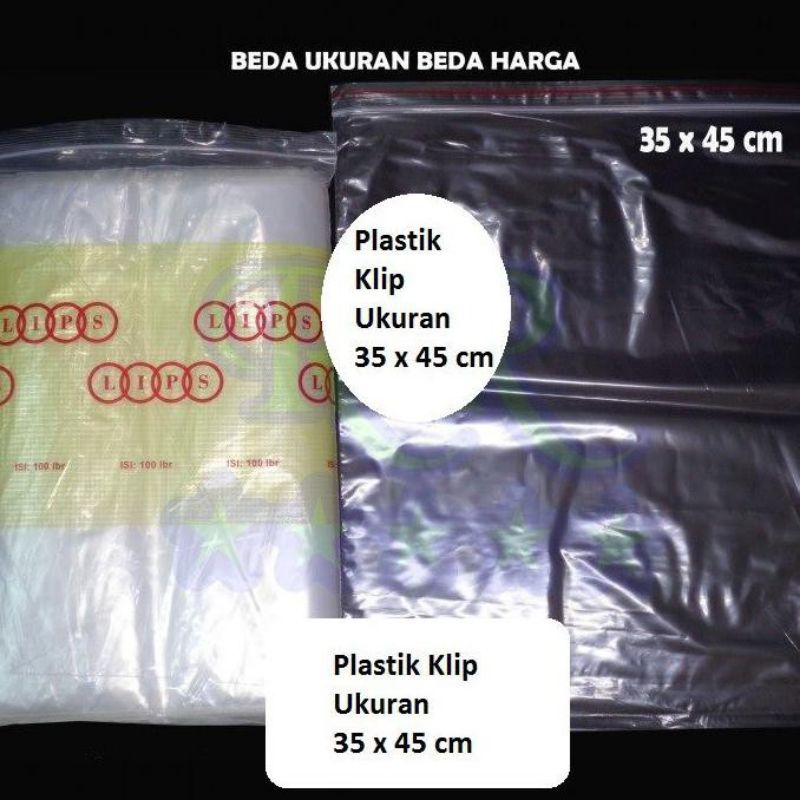 Isi 100 lembar plastik klip 35 x 45 cm