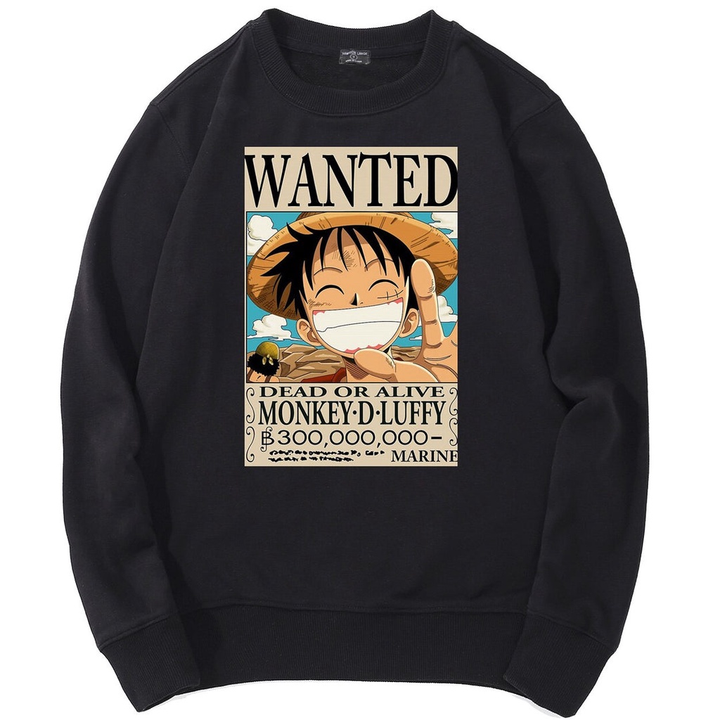 WANTED Sweatshirt Basic Anime II Sweater Crewneck WANTED One Piece ( Pria &amp; Wanita )