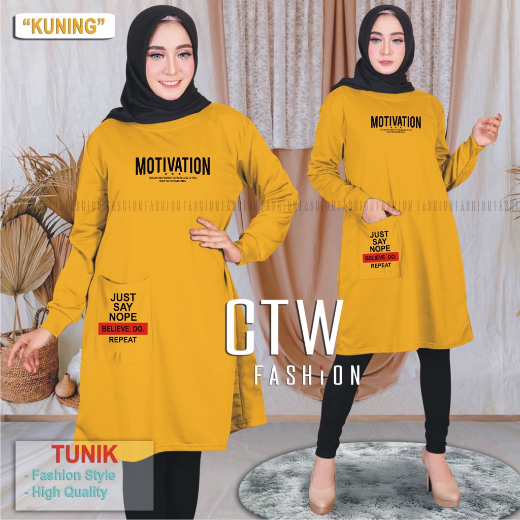 TUNIK WANITA  TERBARU 2021 KEKINIAN / TUNIK KAOS PANJANG/TUNIK WANITA DEWASA ATASAN MOTIF MOTIVATION/TERBARU