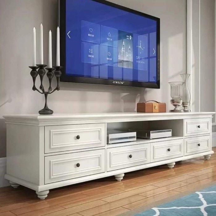 Meja Tv Minimalis Duco Putih Modern