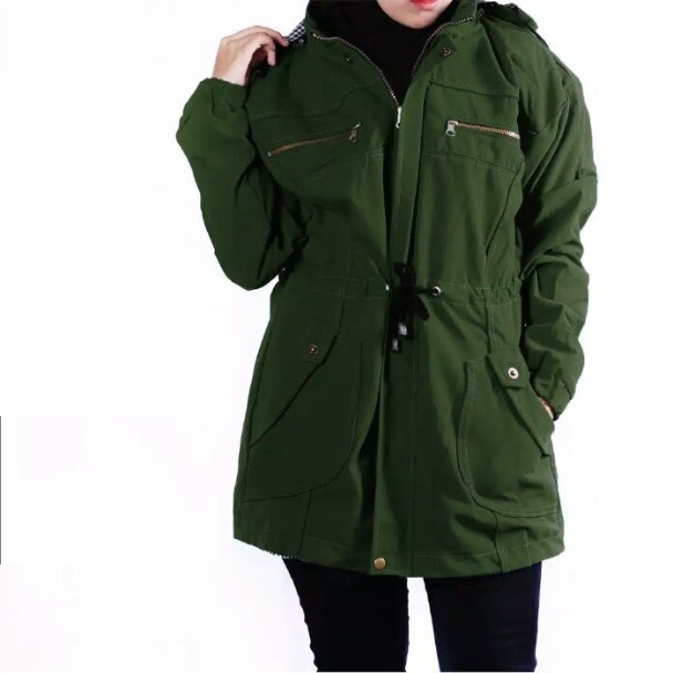 Jaket Wanita Parka Jumbo Tebal Bolak Balik Korean Style Bahan Kanvas