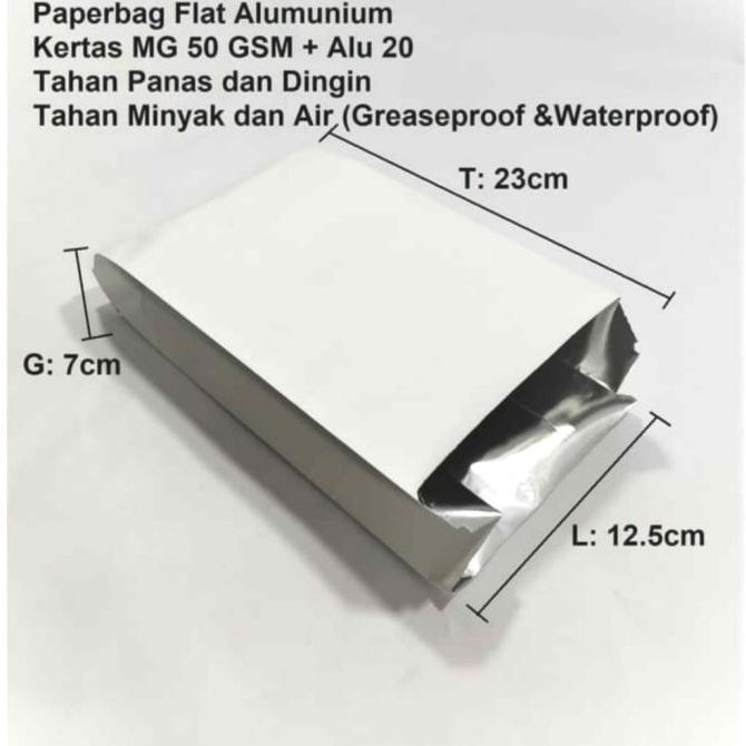 

(BISA COD) Paper Bag Kantong Kertas Lapis Aluminium 12x7x23 cm isi 100