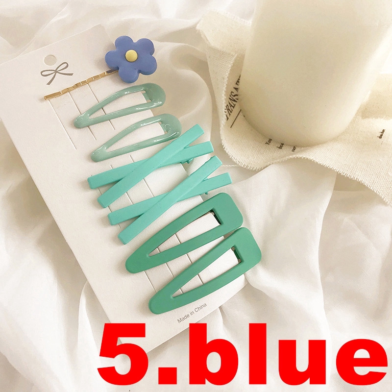 7pcs/set Jepit Rambut Model Bunga Warna Hijau Alpukat